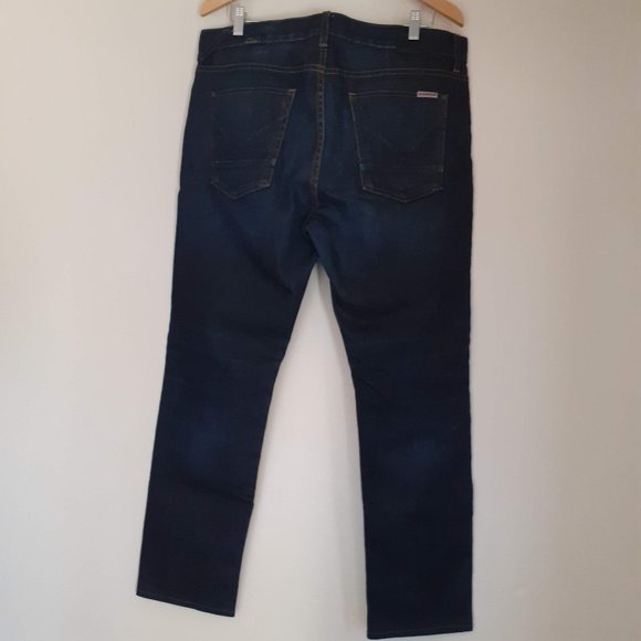 HUDSON STRAIGHT SLIM LEG JEANS MADE IN USA DARK BLUE 36"men=13"women, measured - Picture 3 of 5